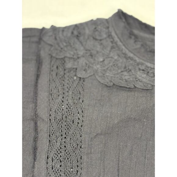 NWOT Black Free People Size Small Rustic Romance Boho Cotton Lace Top $150 - Picture 6 of 9